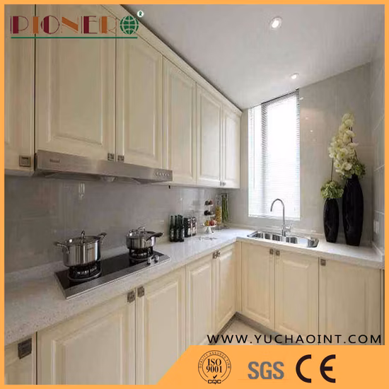 Puerta de armario de cocina de madera MDF y PVC de estilo americano (FY061)